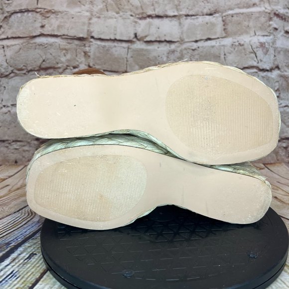 Steve Madden Women's Brown Fabric Open Toe Ankle Strap Jute Wedges Sandals 8.5 M - Picture 6 of 9